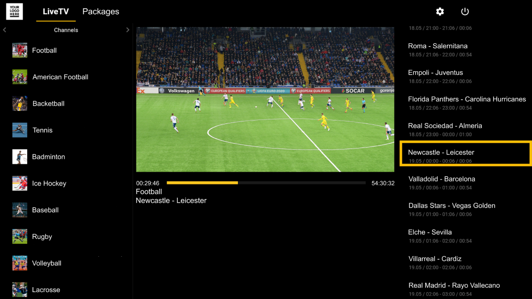 Sports live broadcasting with PPV