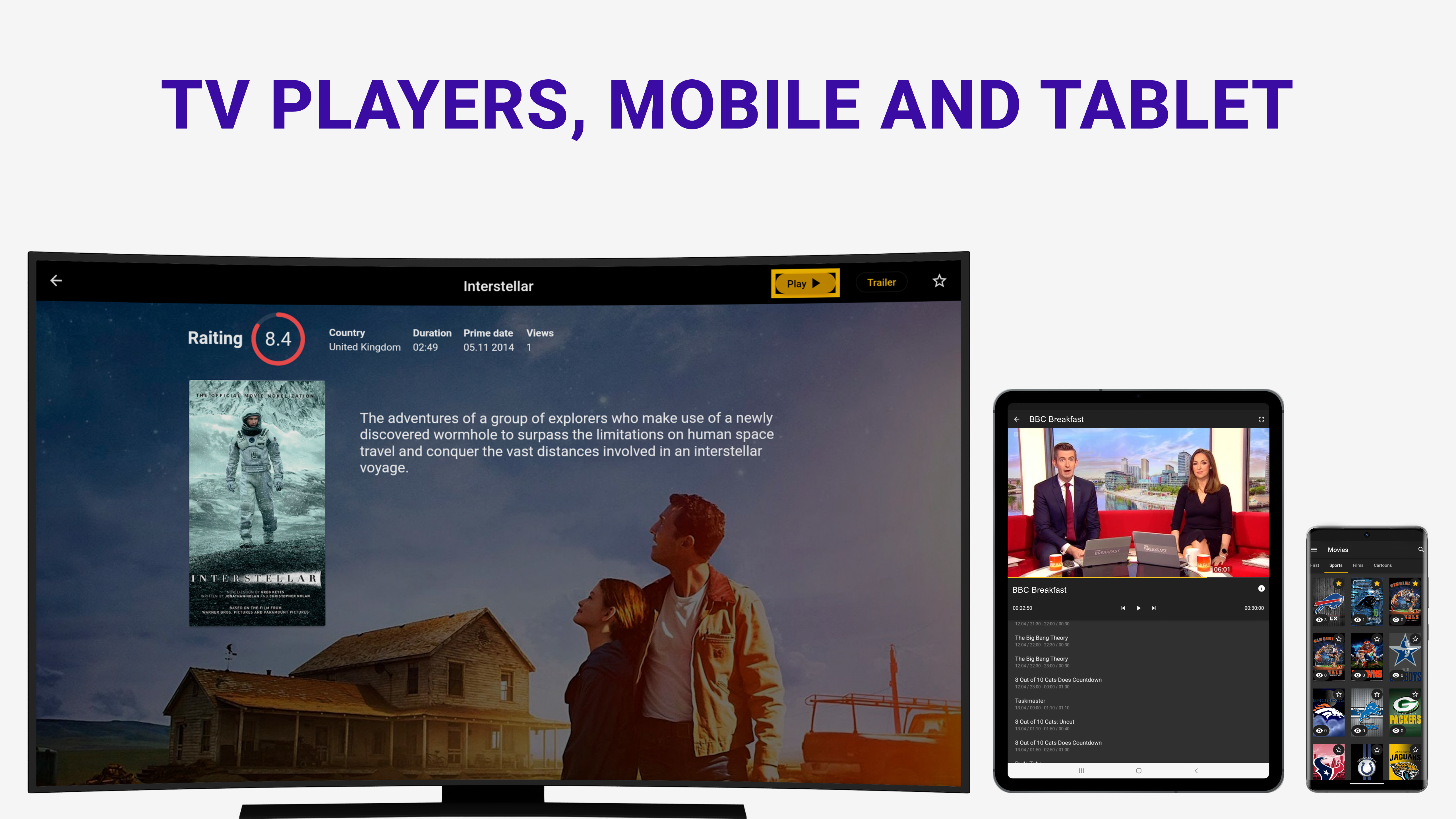 CrocOTT white-label player apps on mobile and TV devices